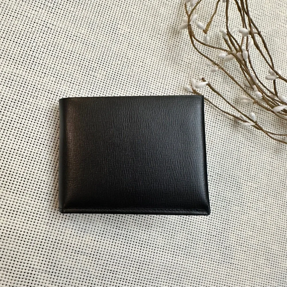 Rolfs Vintage Bi- Fold Black Textured Cowhide Leather Wallet Bills Card Mens NEW